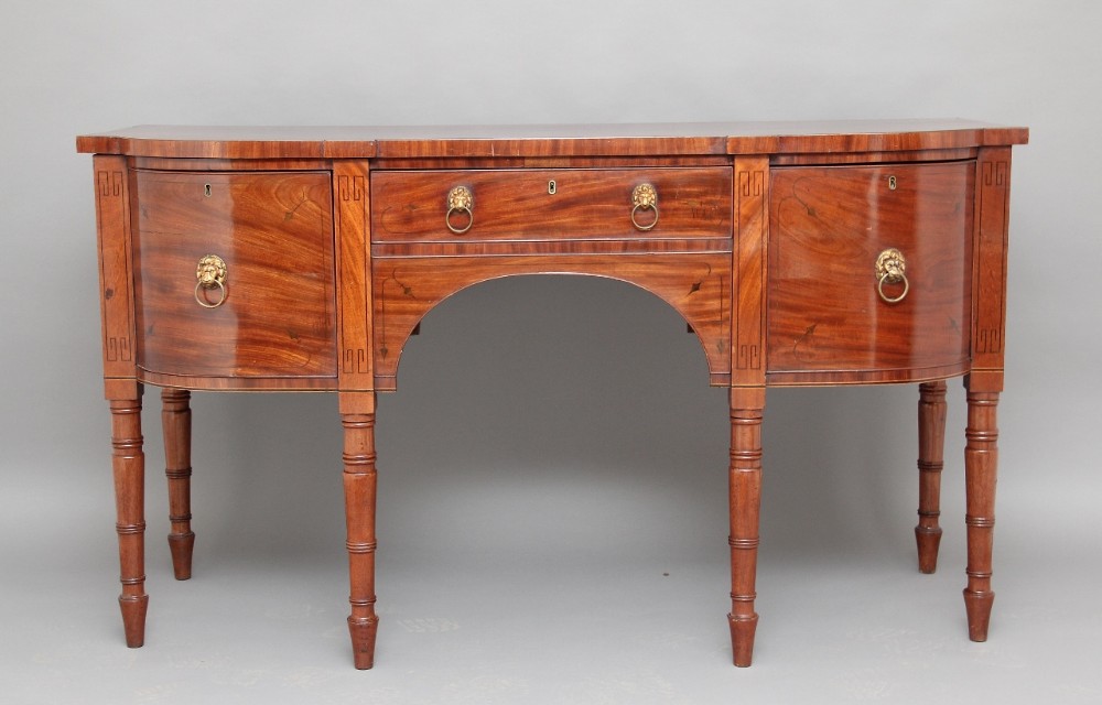 19th century Inlaid bow ended sideboard