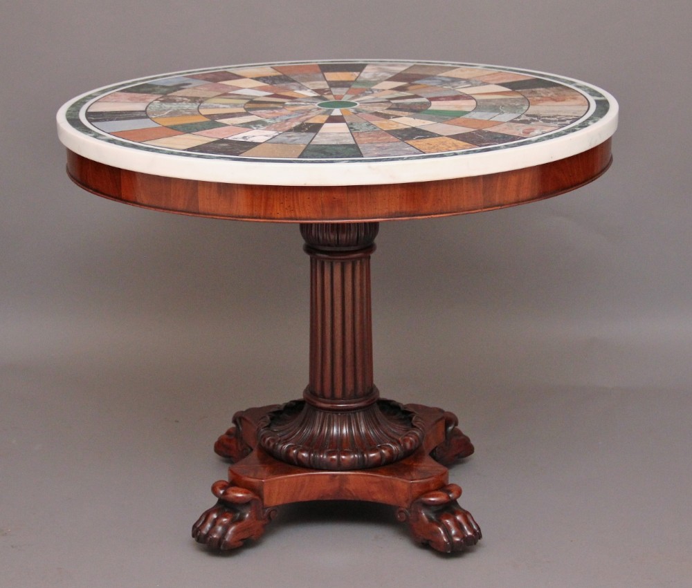 19th century Mahogany centre table with a specimen marble top
