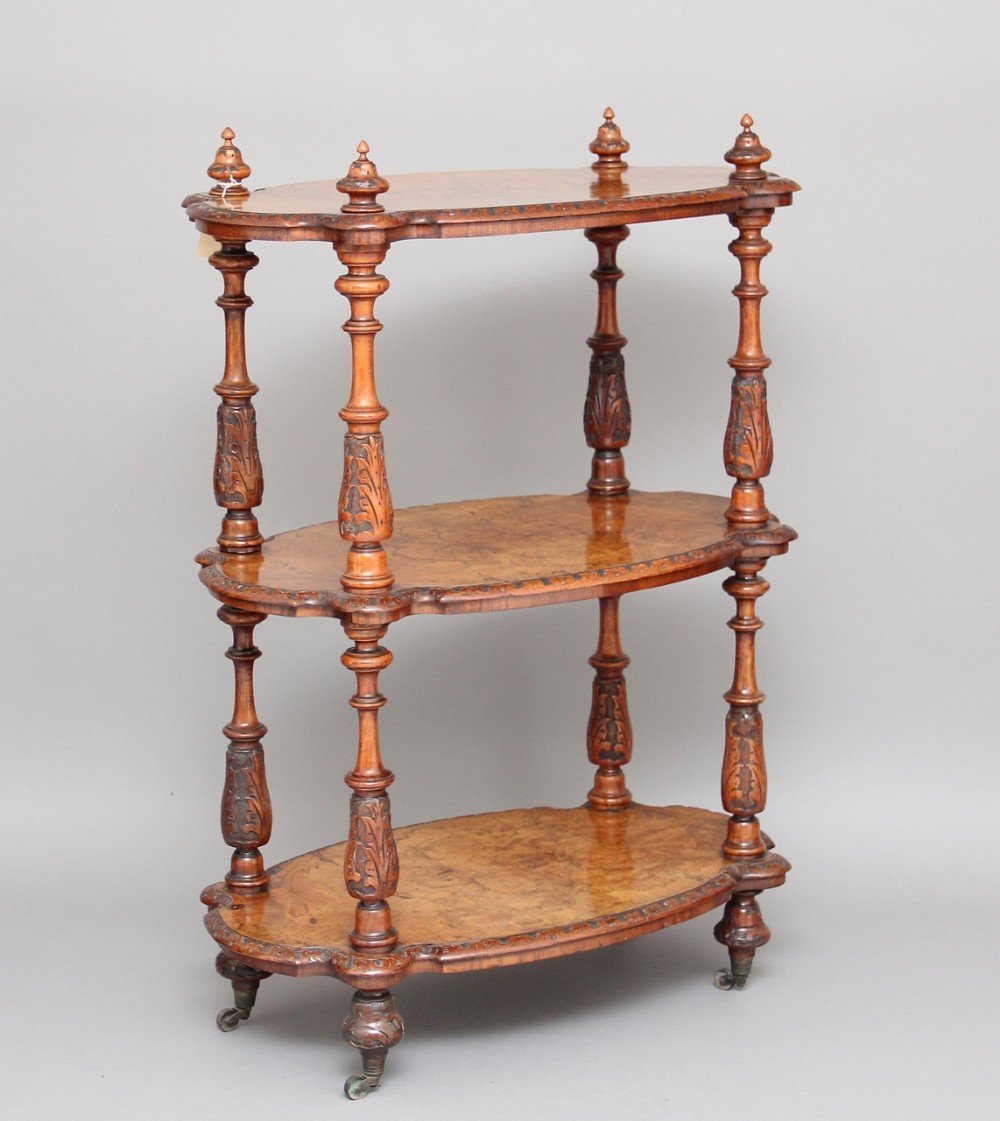 19th century Inlaid burr walnut whatnot