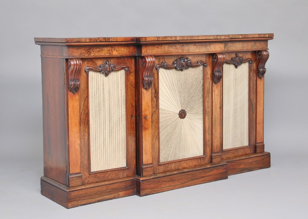 19th century Rosewood breakfront cabinet 