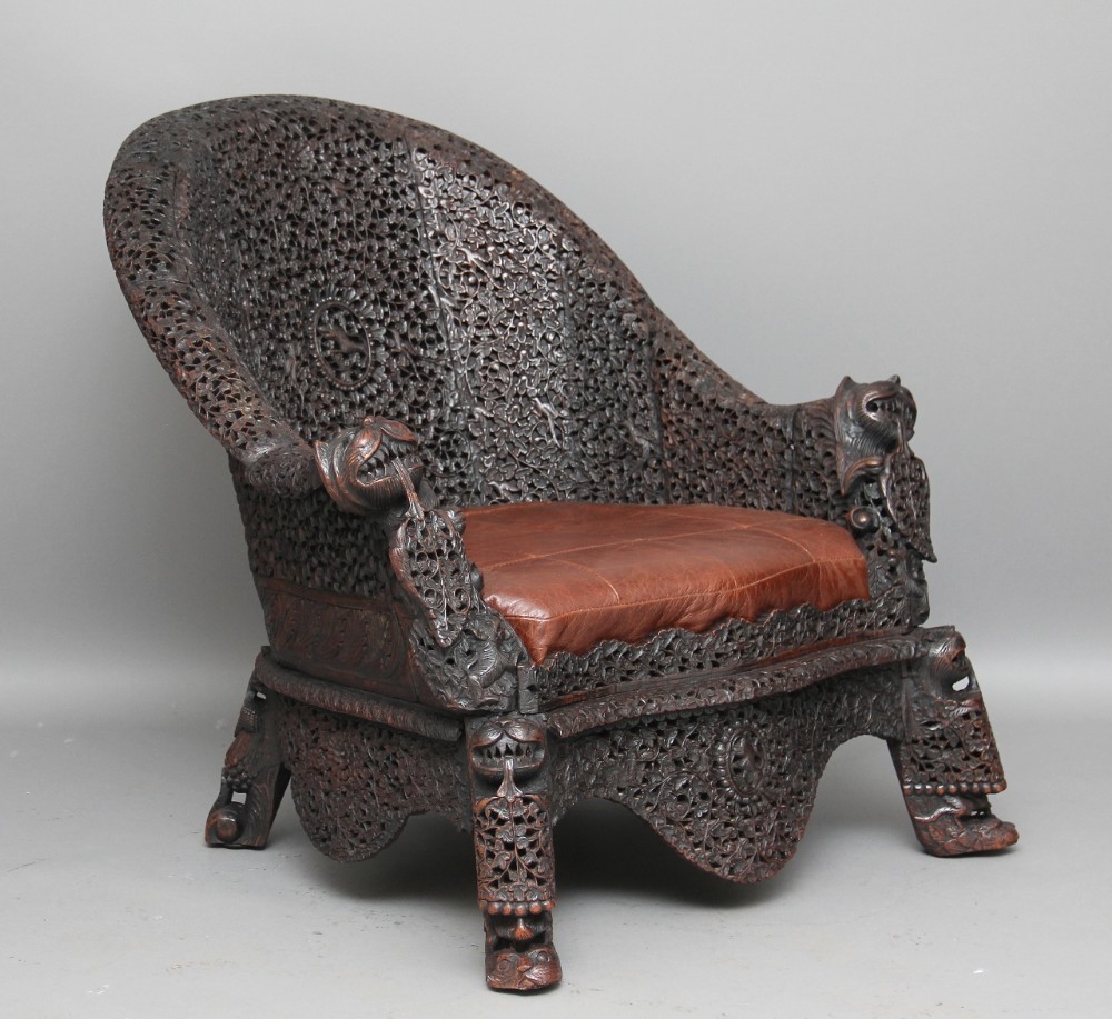 19th century Carved Burmese chair