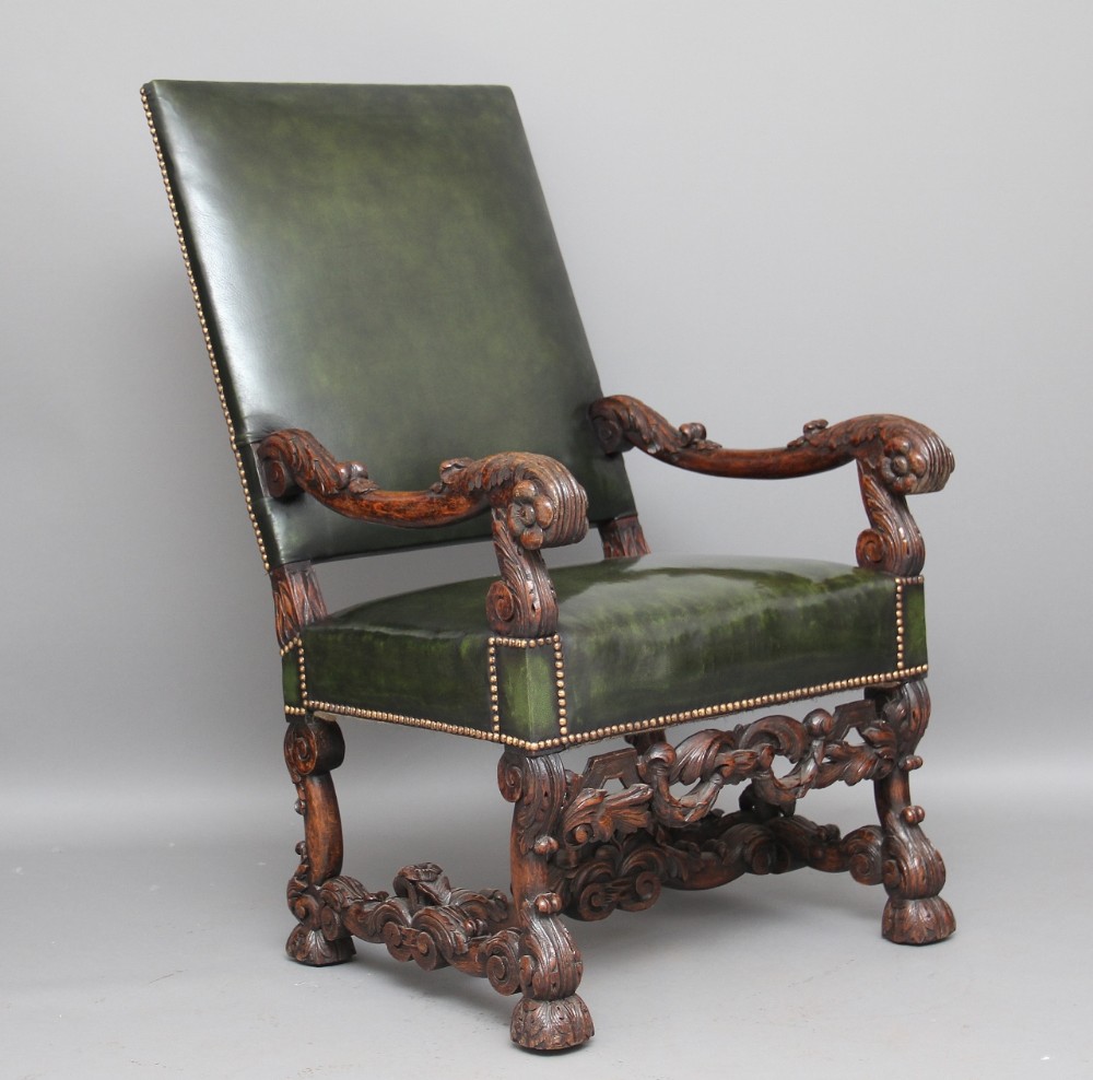 Carved oak armchair