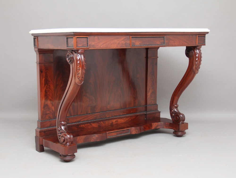 19th century Marble top mahogany console table