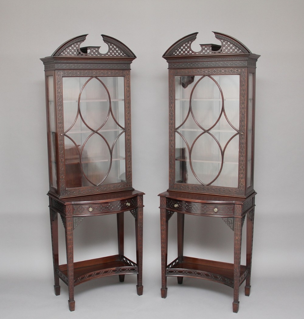 early 20th century Pair Chinese Chippendale style display cabinets