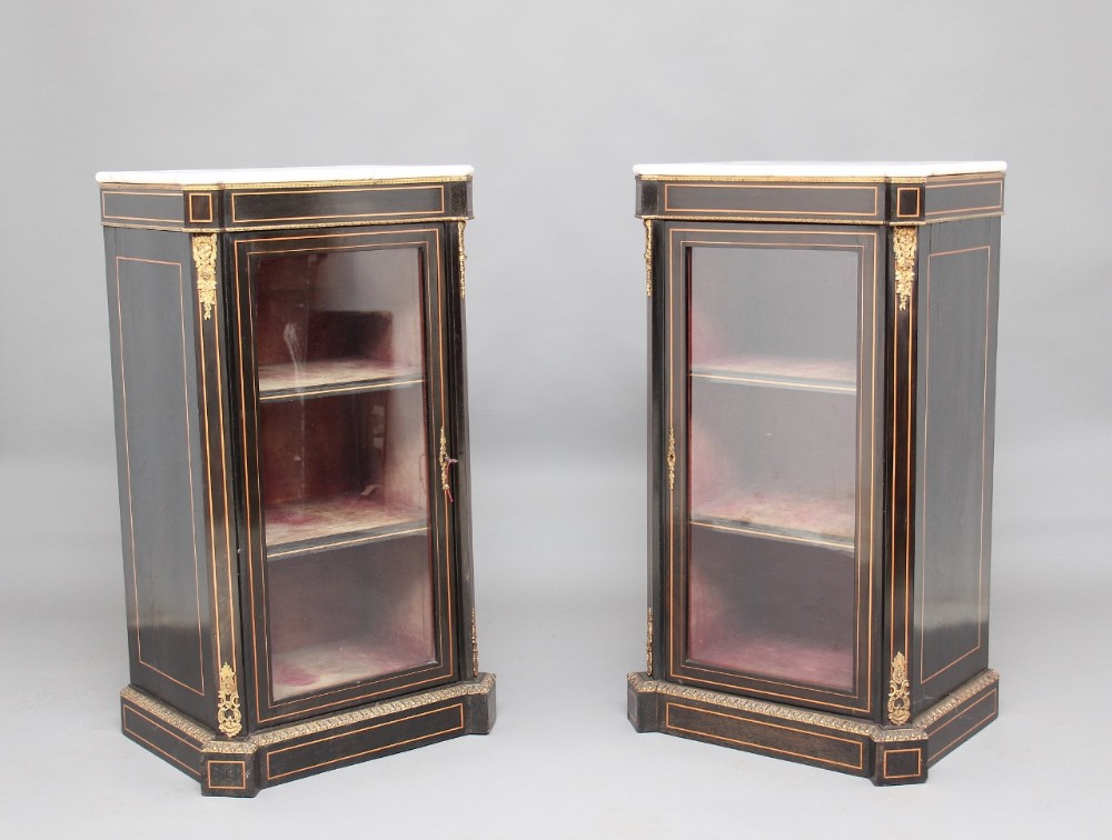 Pair 19th Century ebonised cabinets