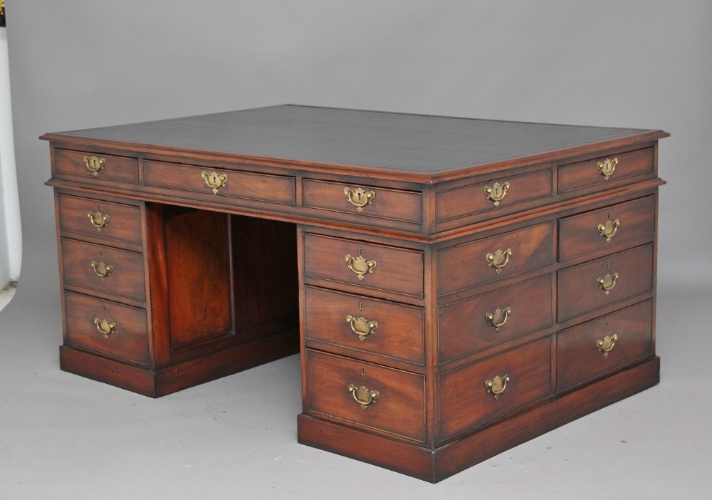 19th Century mahogany pedestal desk