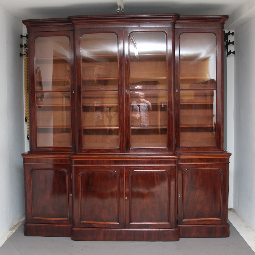 19th Century mahogany breakfront bookcase