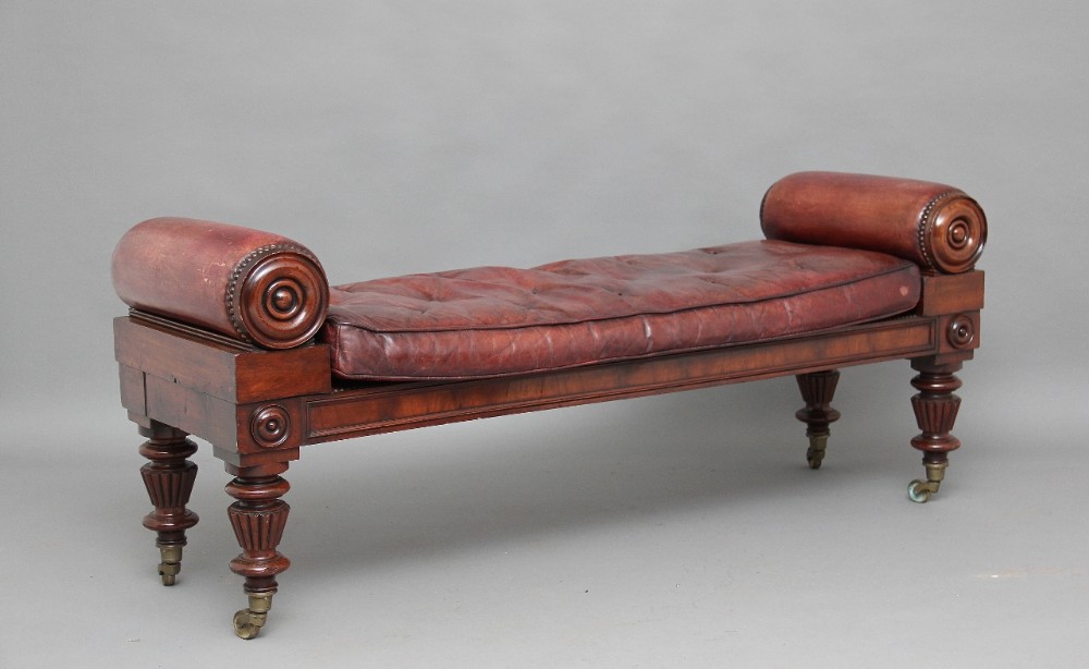 19th Century mahogany hall bench