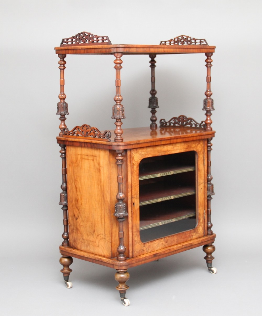 19th Century walnut music cabinet