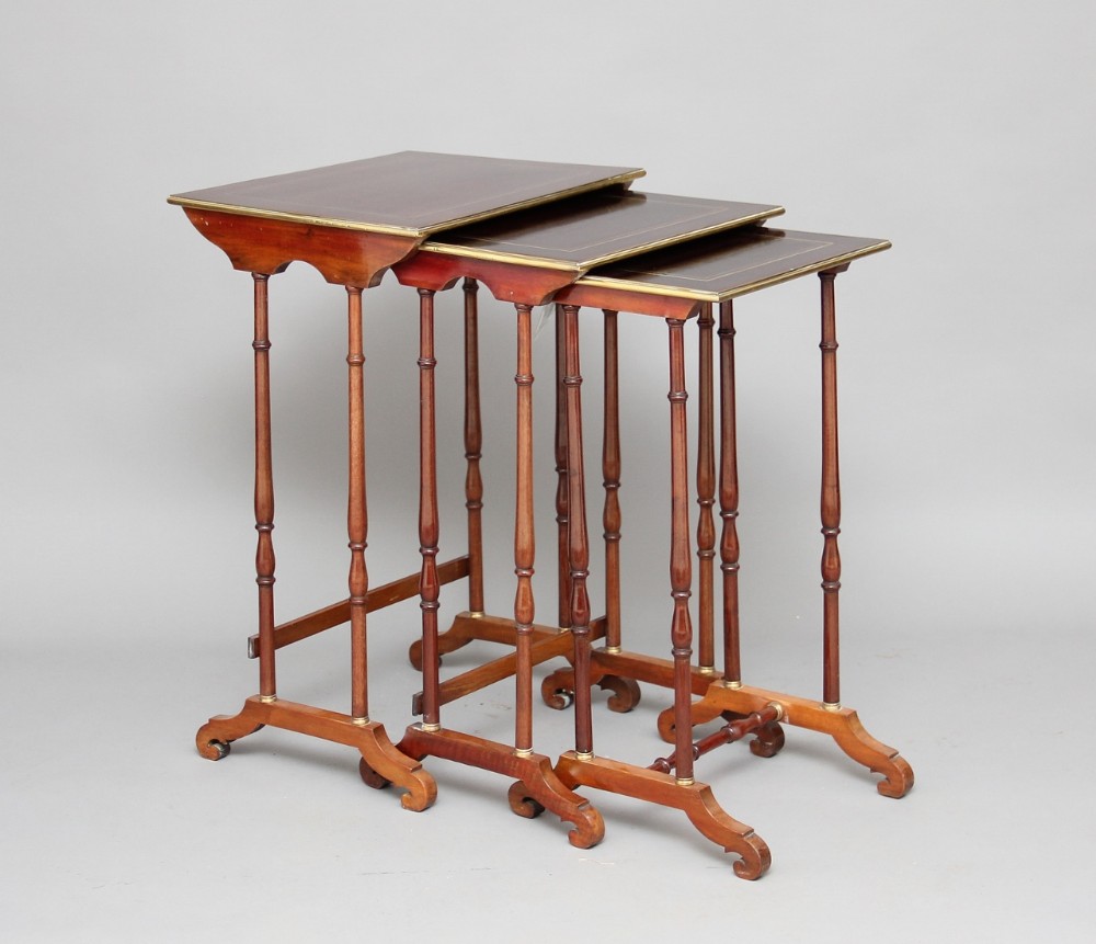 Early 20th Century brass inlaid nest of tables