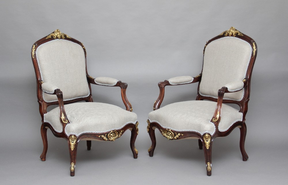 Pair 19th Century rosewood armchairs