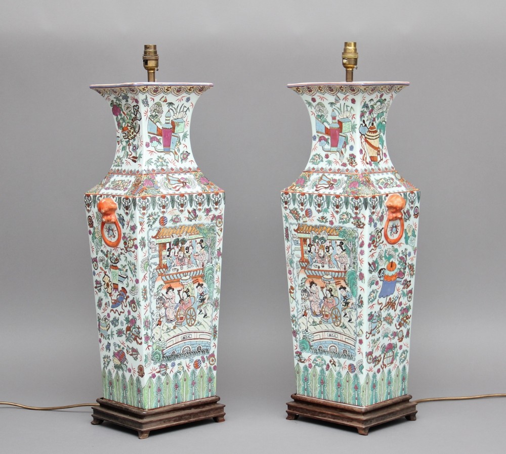A pair of early 20th Century Chinese table lamps