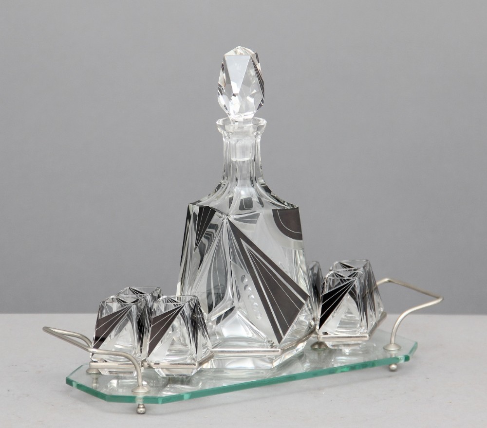 Art Deco glass liqueur set