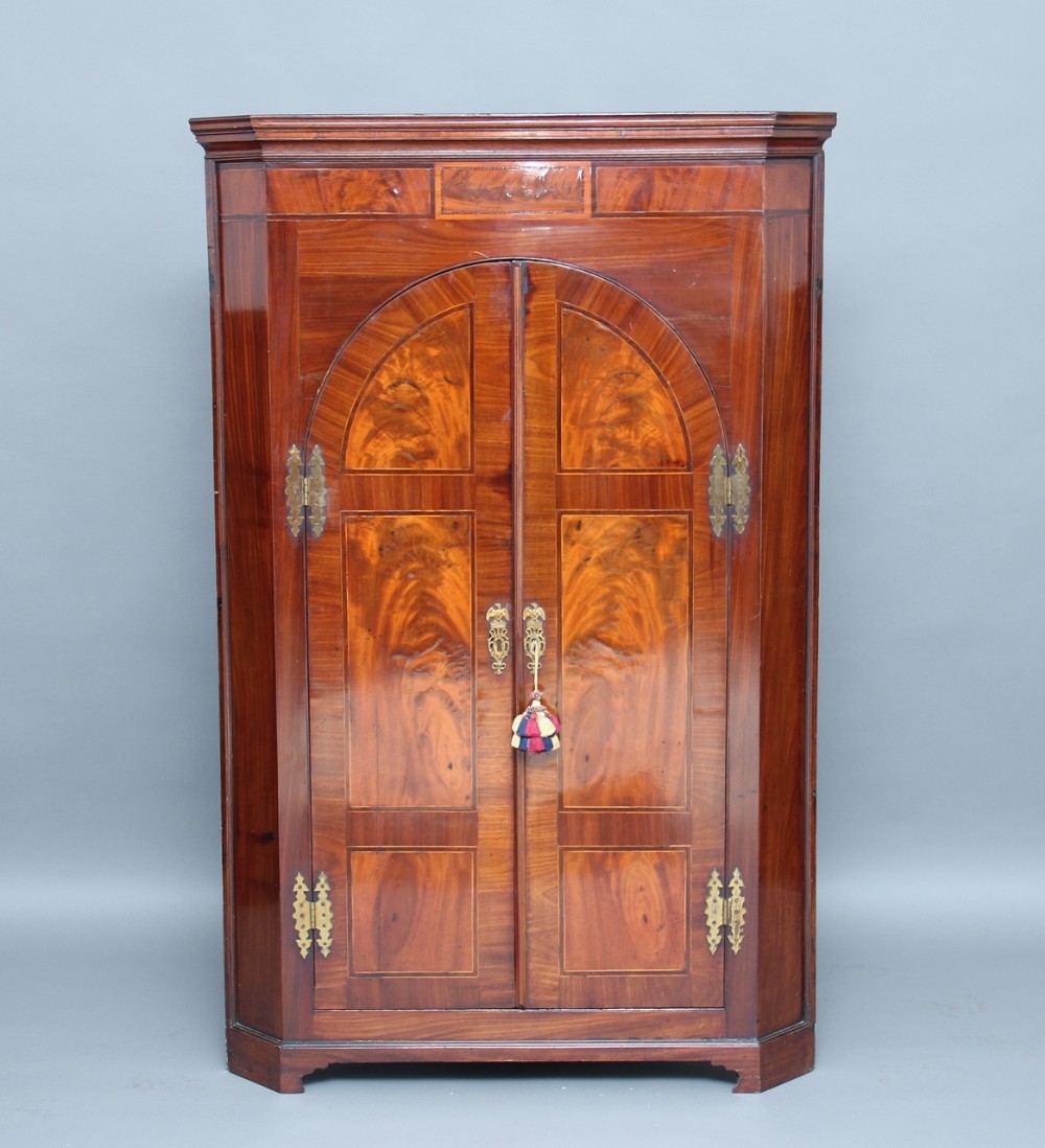 19th Century inlaid corner cupboard