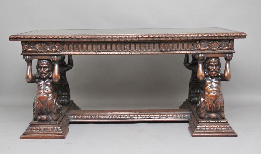 Early 20th Century carved oak desk
