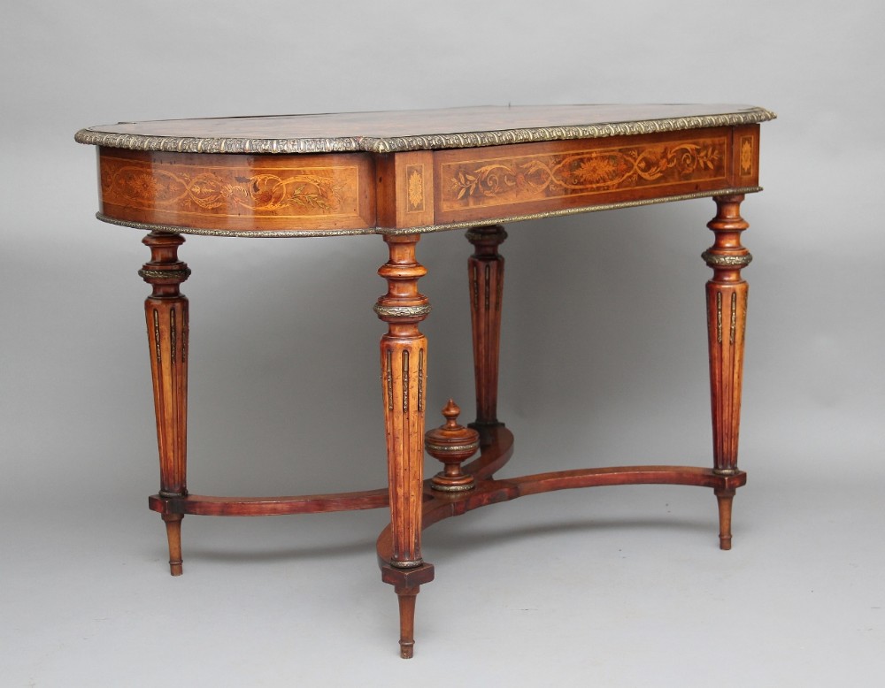 19th Century inlaid walnut center table