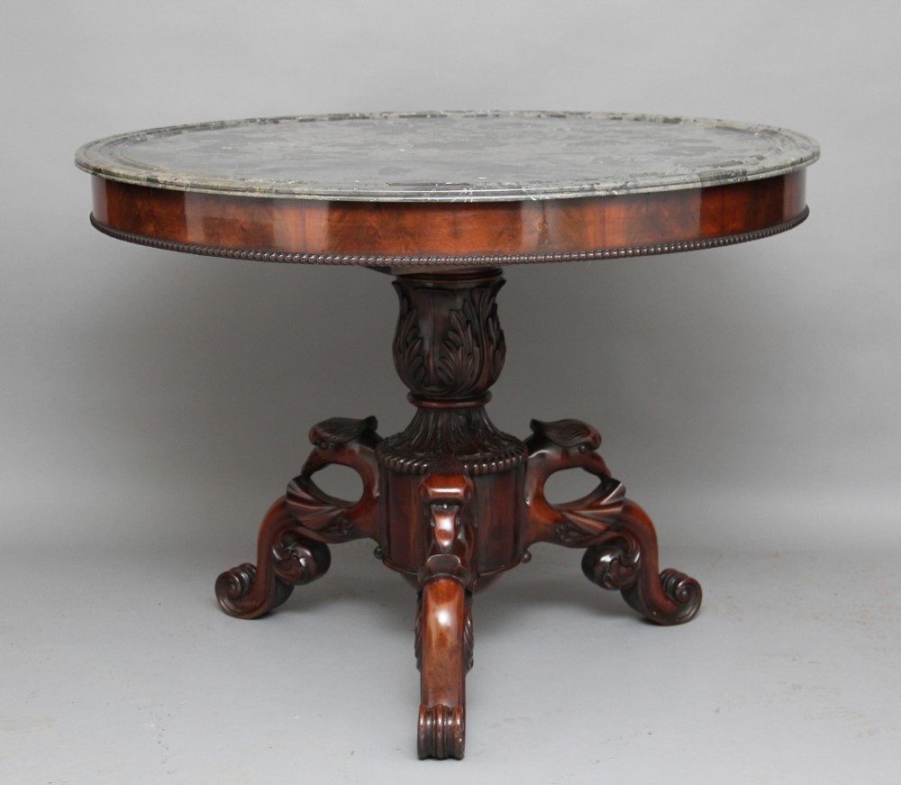 19th Century mahogany and marble top center table