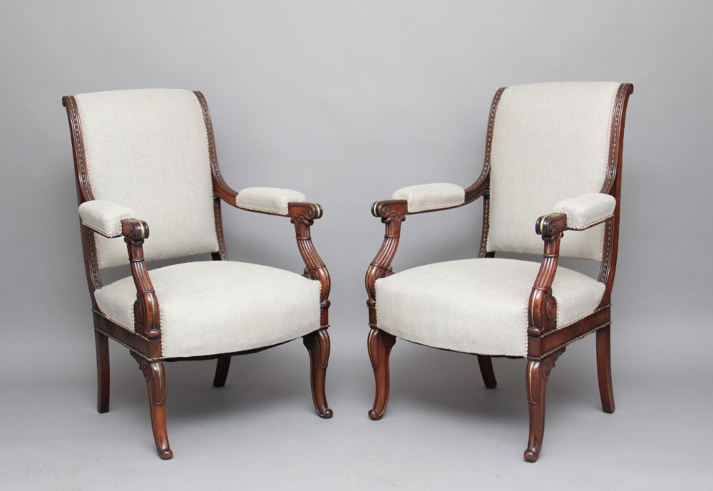 Pair 19th Century rosewood armchairs