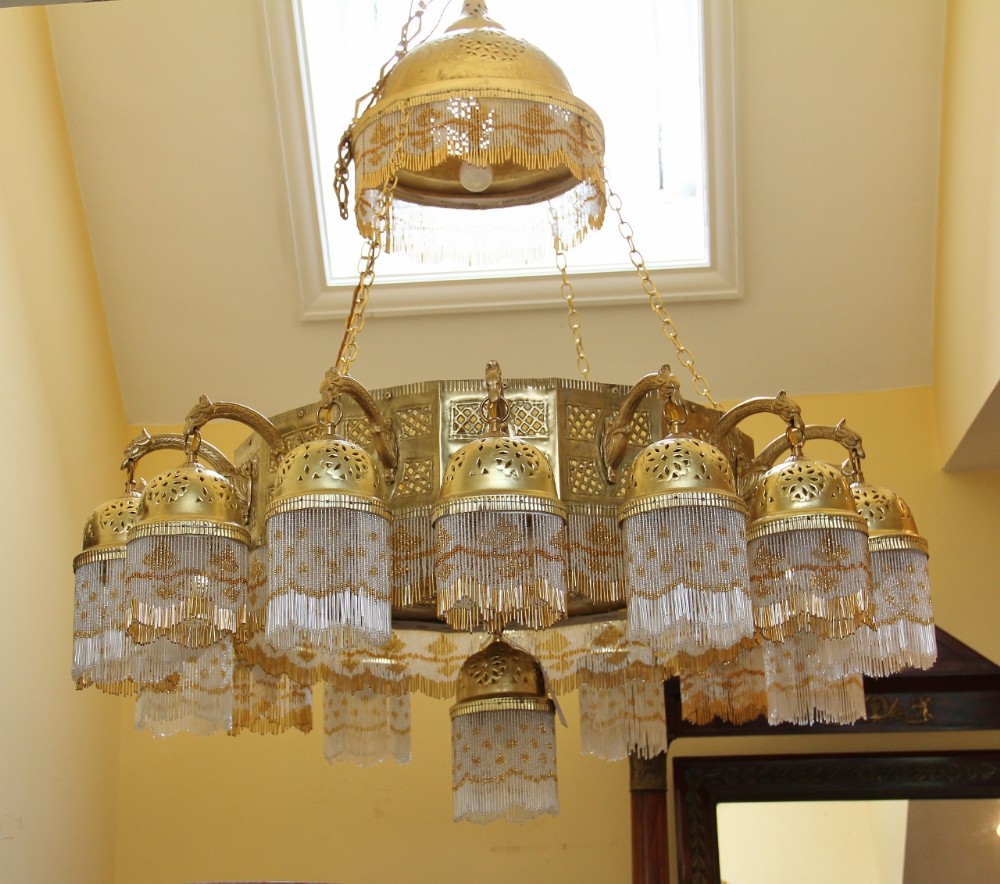 Early 20th Century brass and Murano glass chandelier 