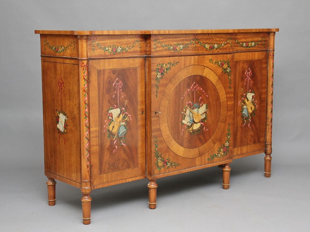 Early 20th Century satinwood and painted cabinet