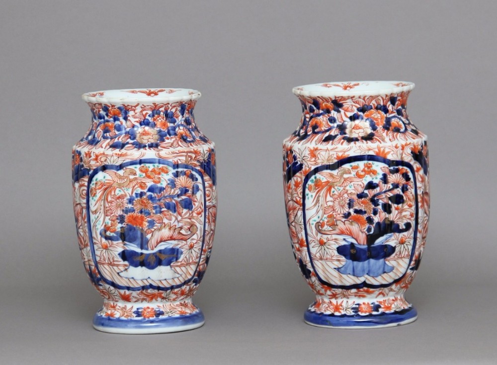 Pair 19th Century imari vases