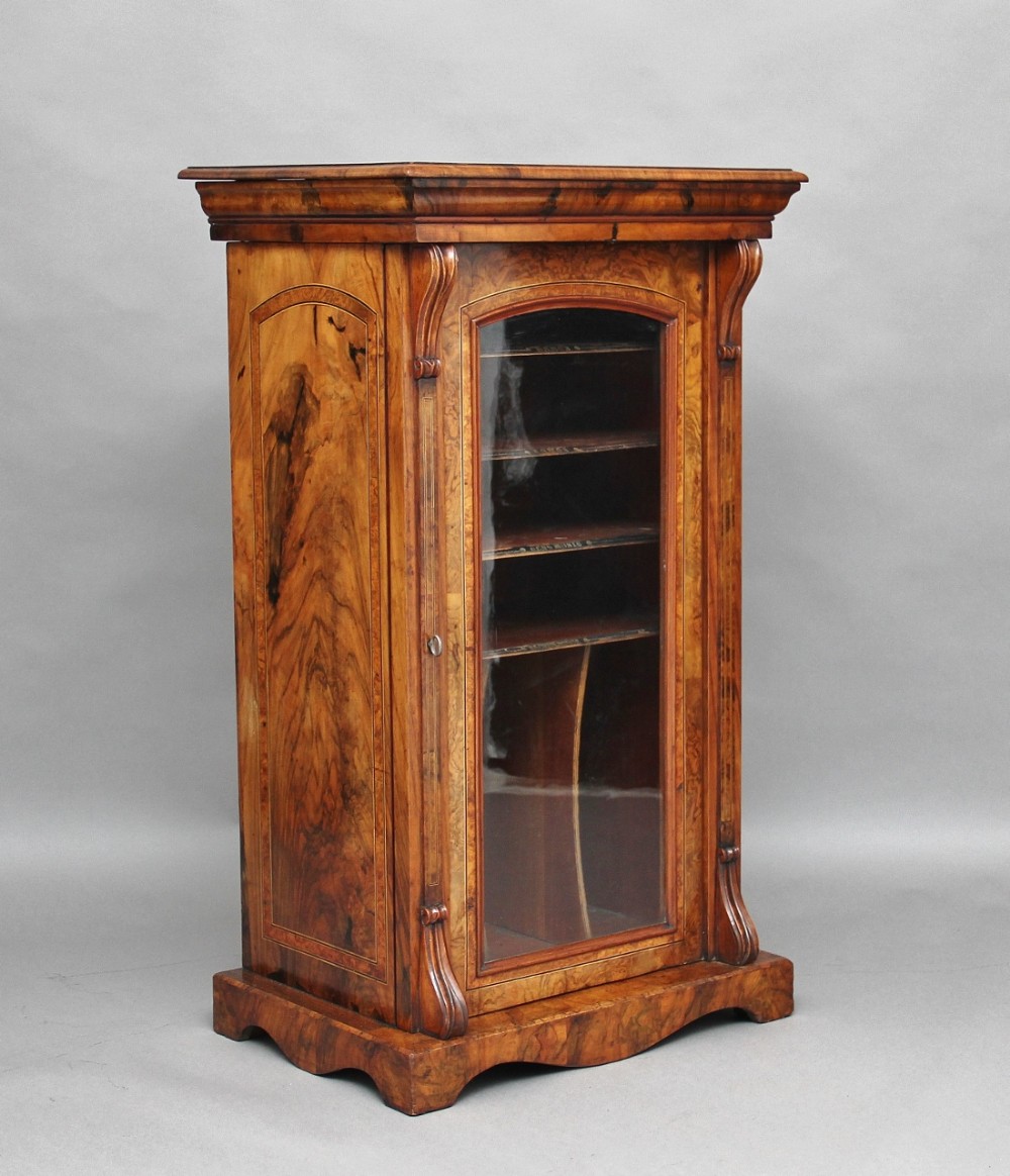 19th Century burr walnut music cabinet