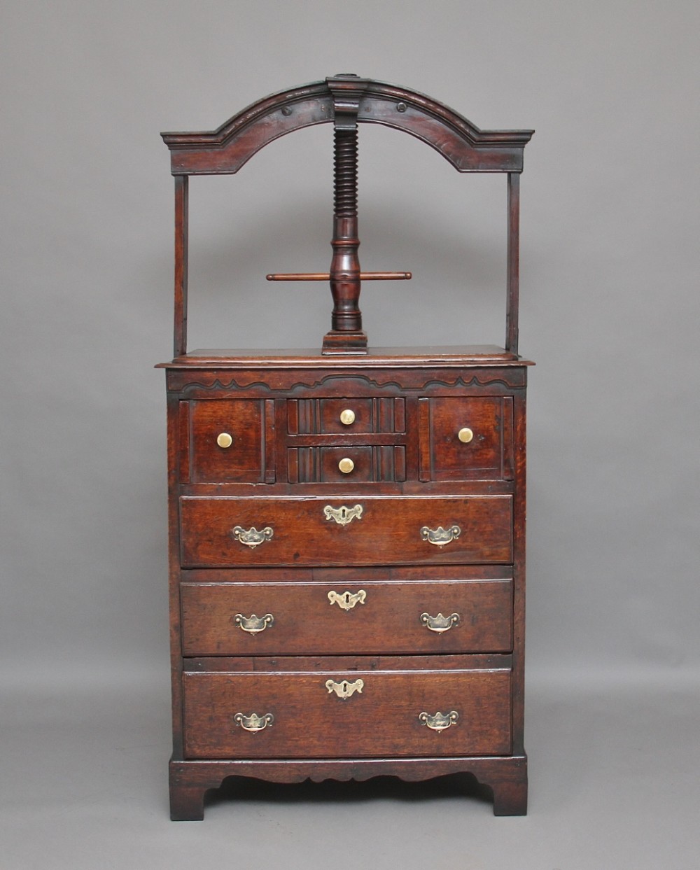 18th Century Norfolk linen chest with screw press