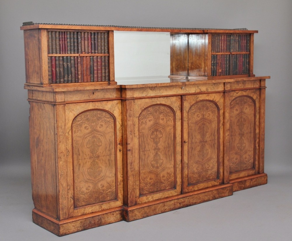 19th Century walnut breakfront cabinet 