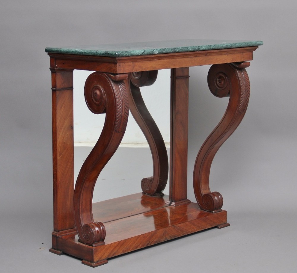 19th Century mahogany marble top consul table
