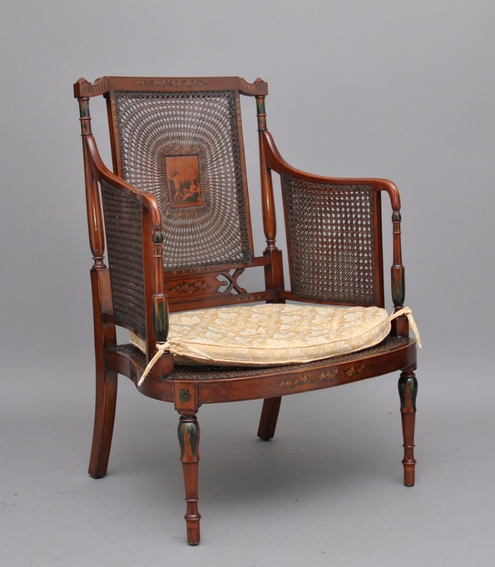 Early 20th Century satinwood bergere chair