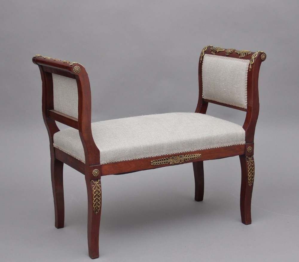 19th Century mahogany and ormolu window seat