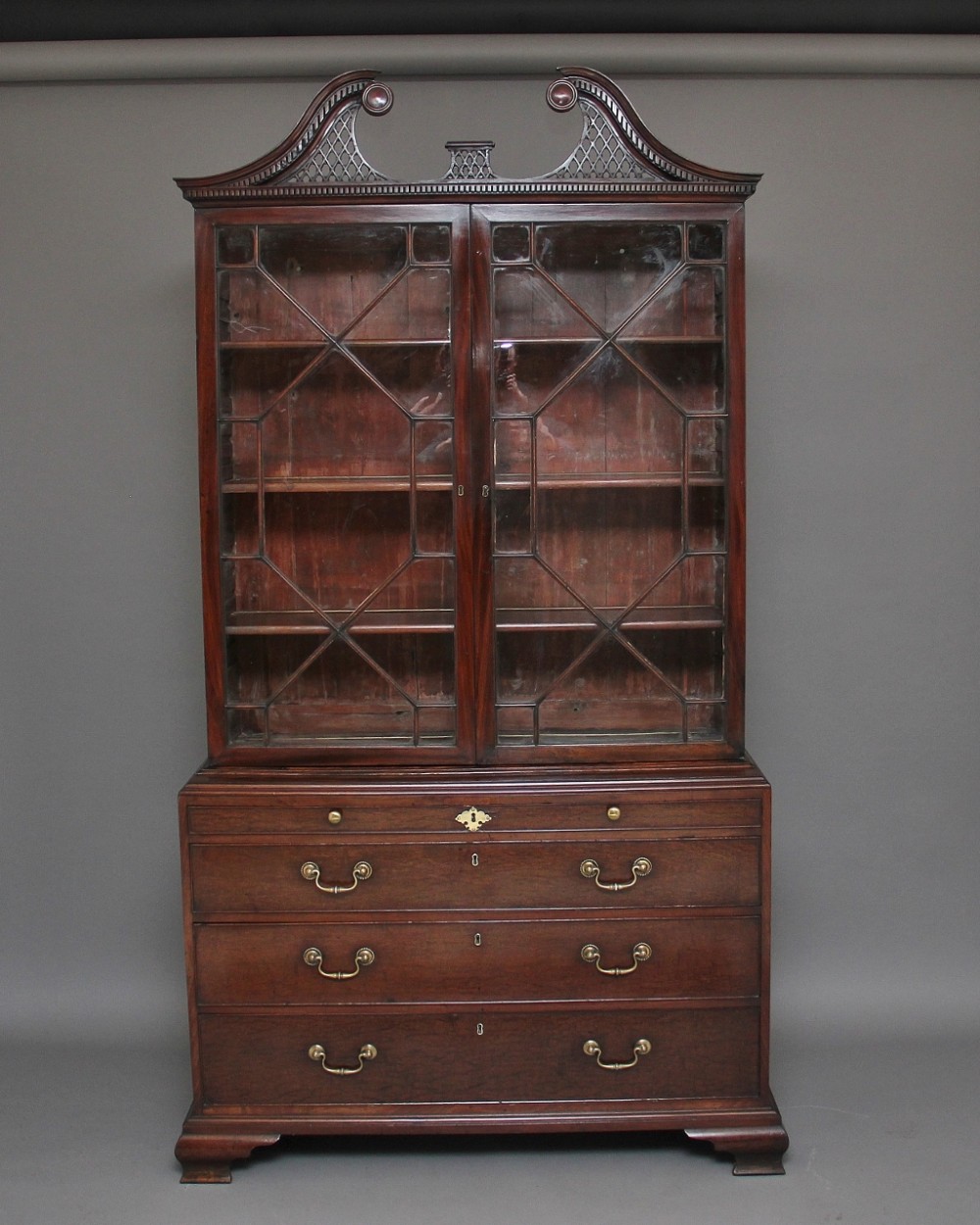 18th Century mahogany bookcase on chest