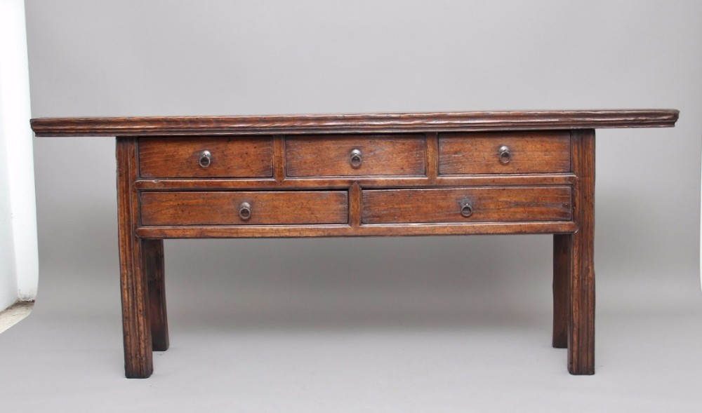 19th Century Chinese elm dresser base