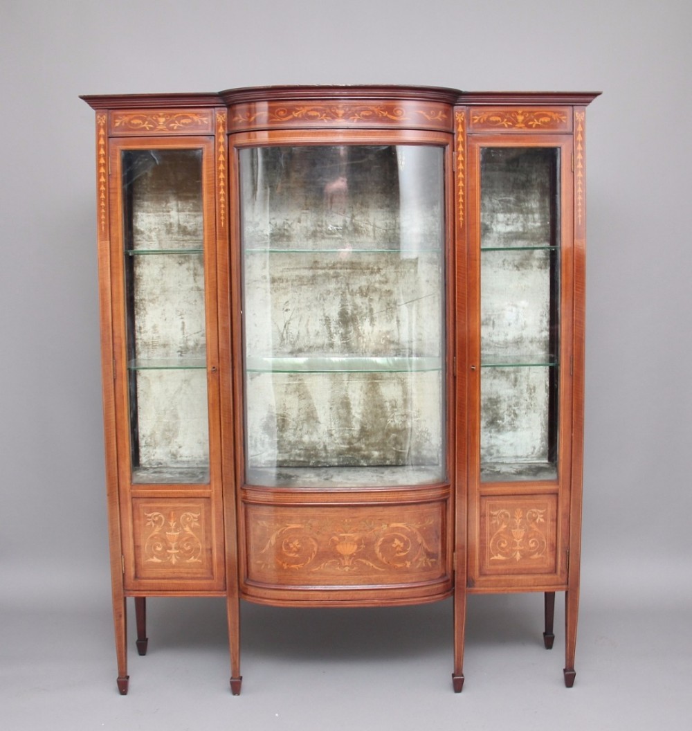 Edwardian mahogany and inlaid display cabinet