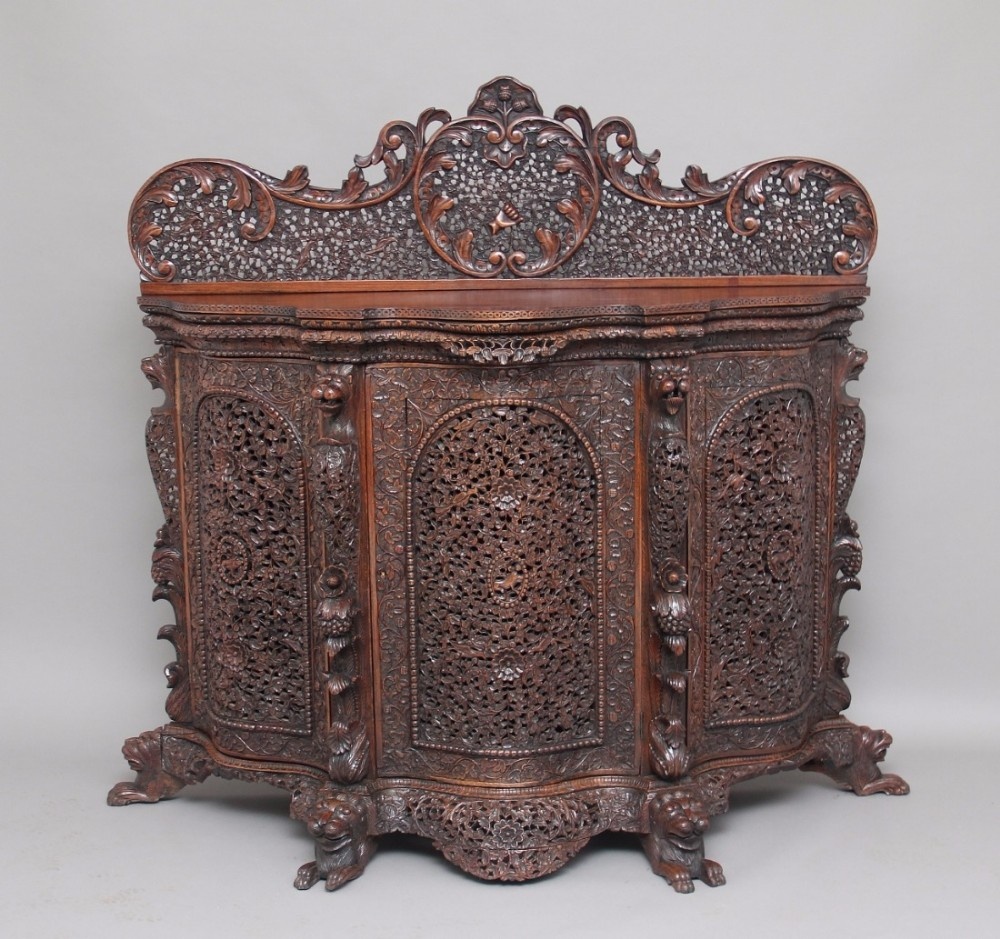 19th Century carved and pierced Burmese cabinet