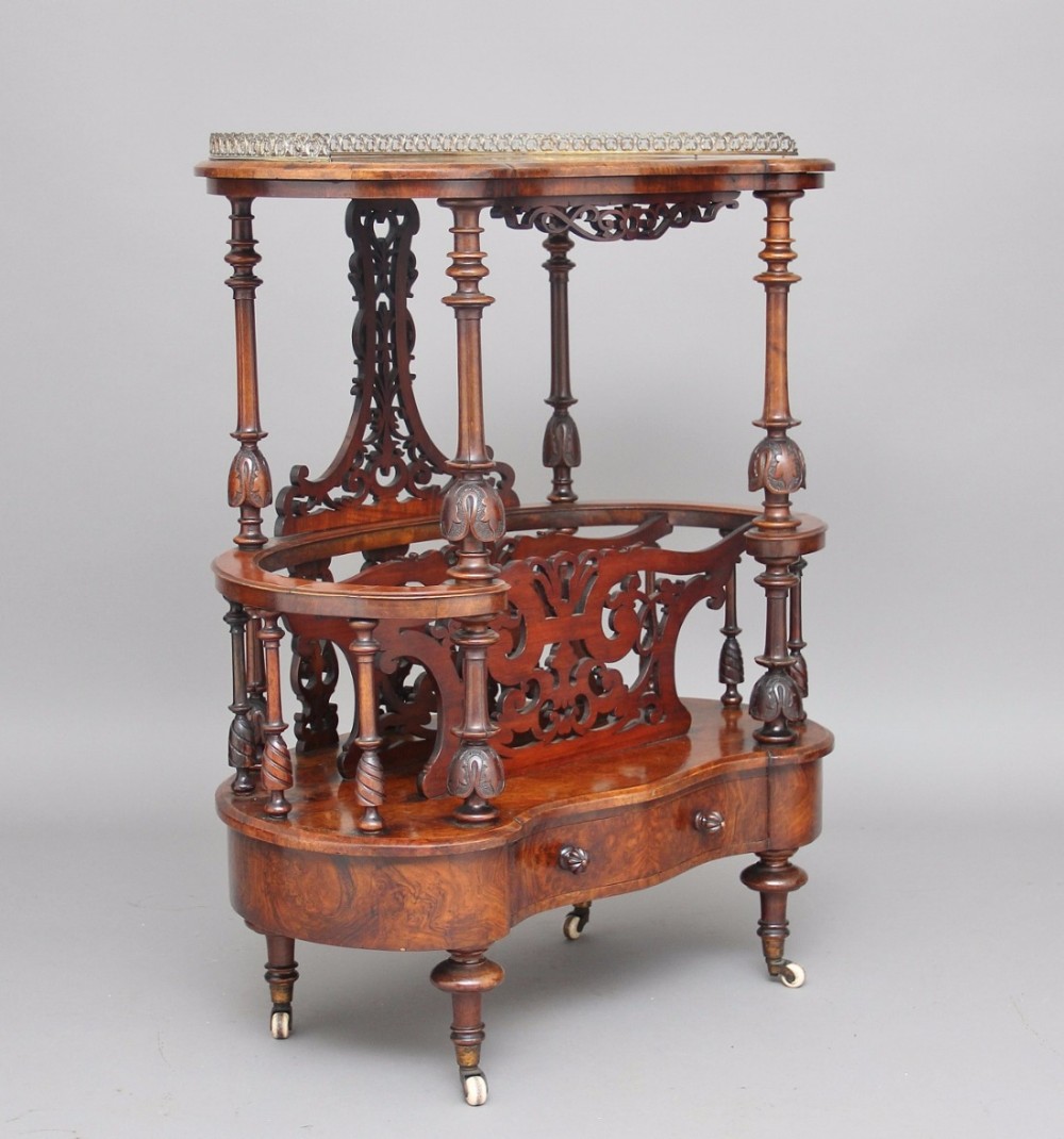 19th Century burr walnut canterbury