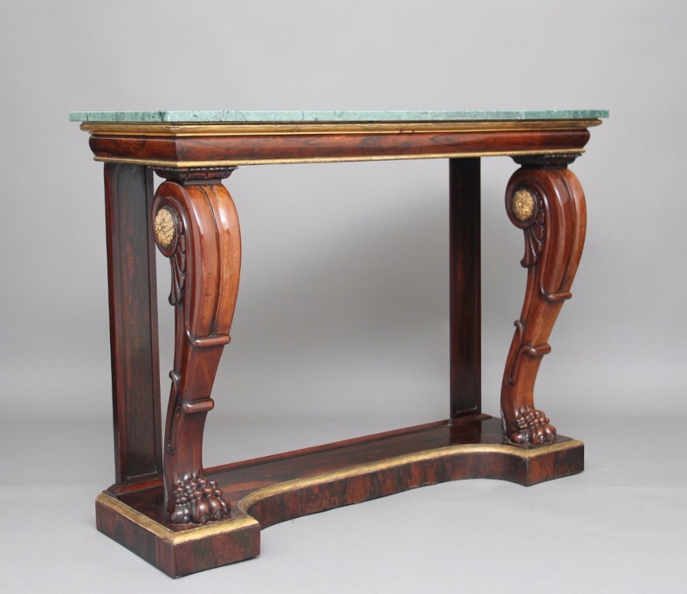 Early 19th Century rosewood and marble top console table