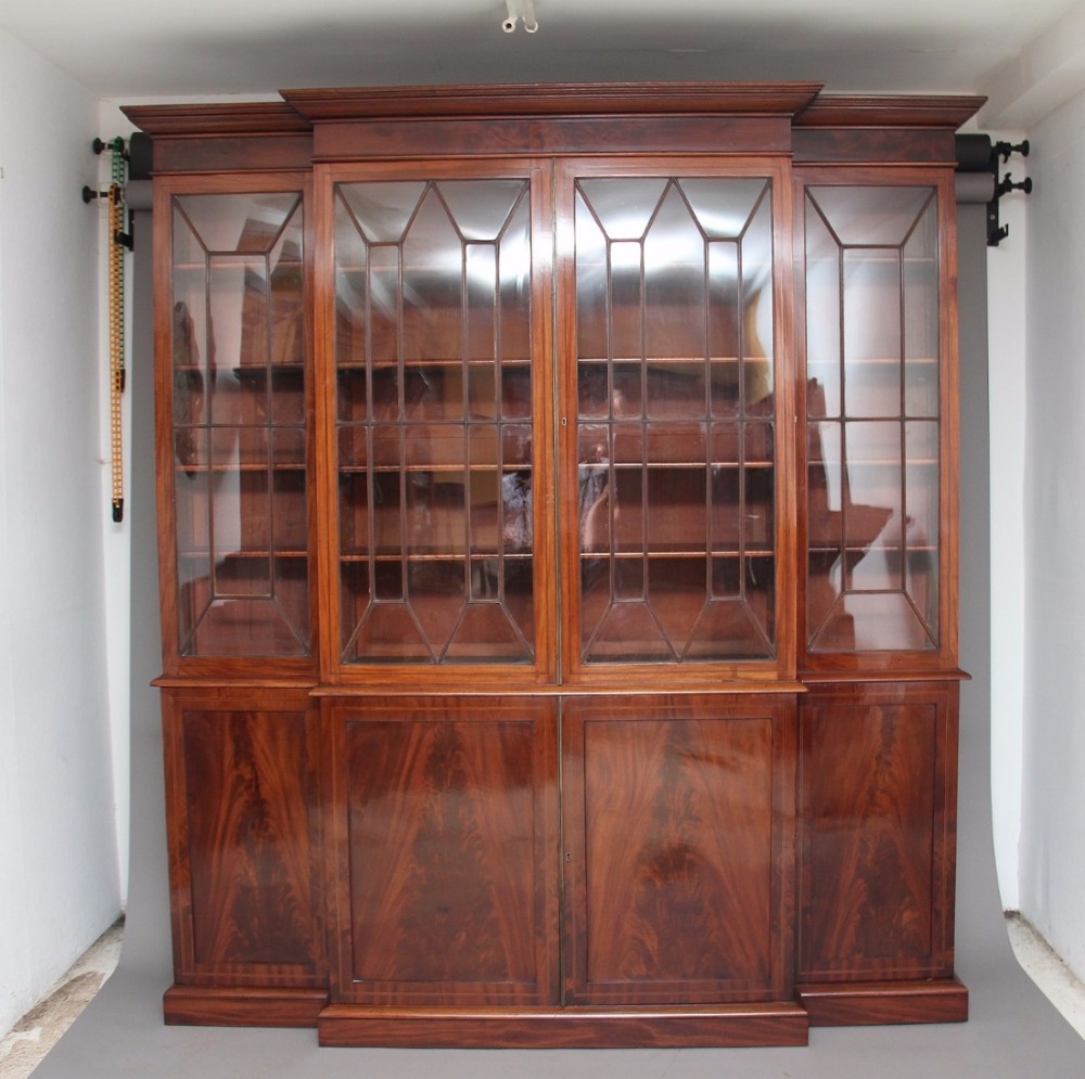 19th Century mahogany breakfront bookcase