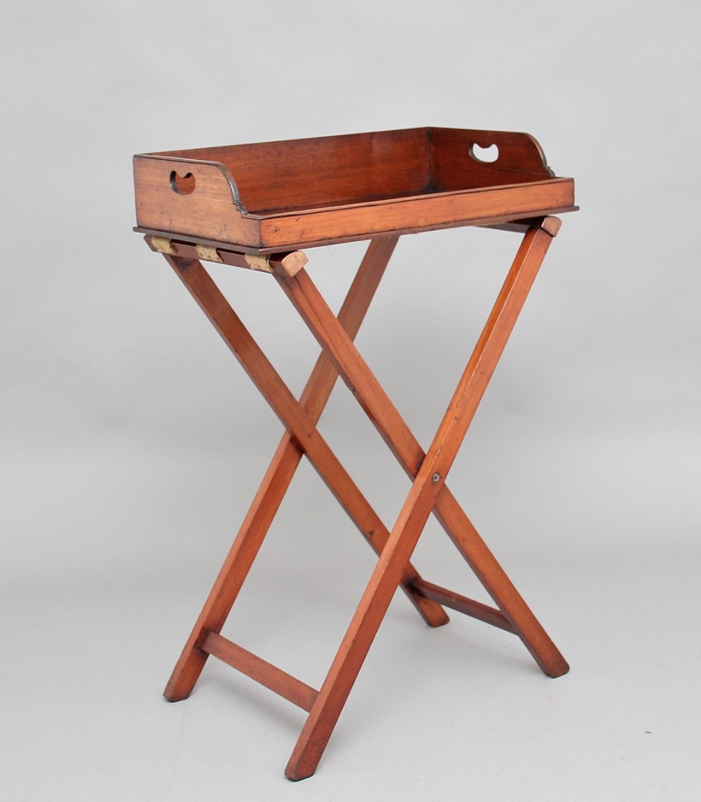 19th Century mahogany butlers tray on stand