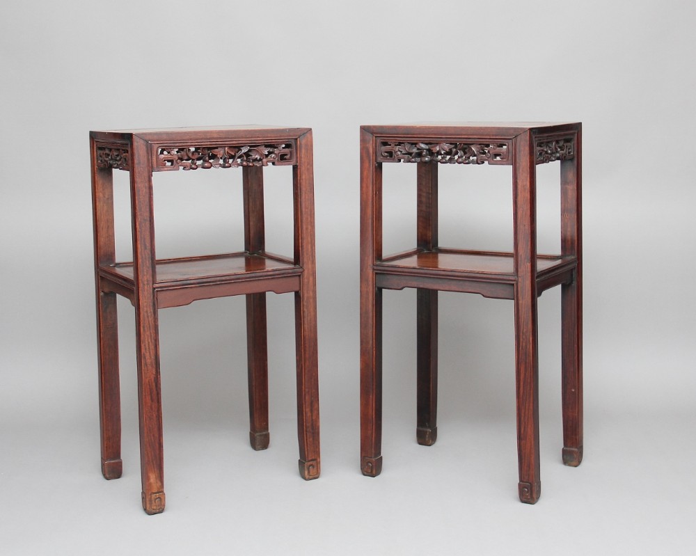 pair of 19th Century Chinese rosewood side tables