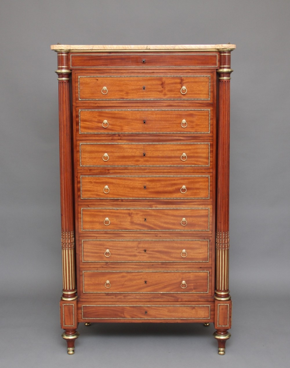 19th Century French mahogany semanier chest