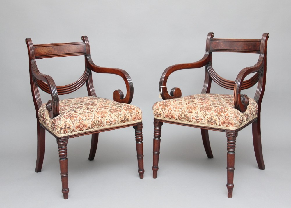 Pair 19th century mahogany armchairs