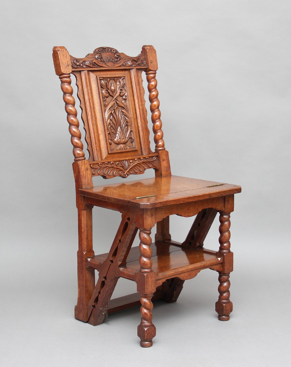 19th Century oak metamorphic library step chair