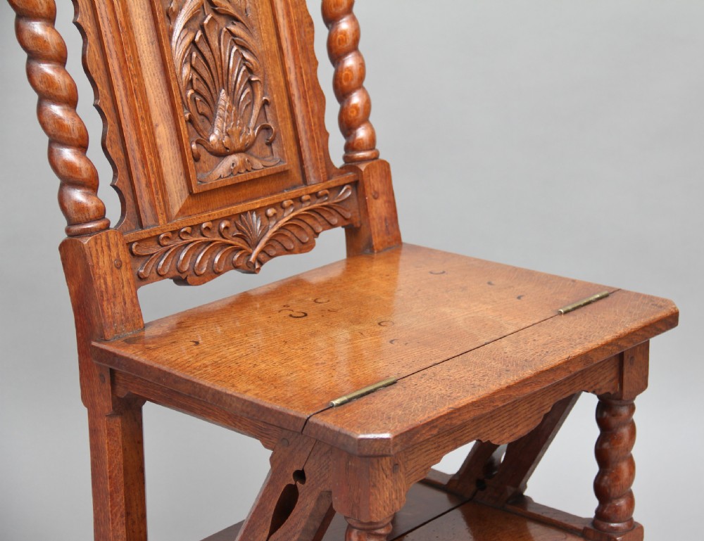 19th Century oak metamorphic library step chair View VII