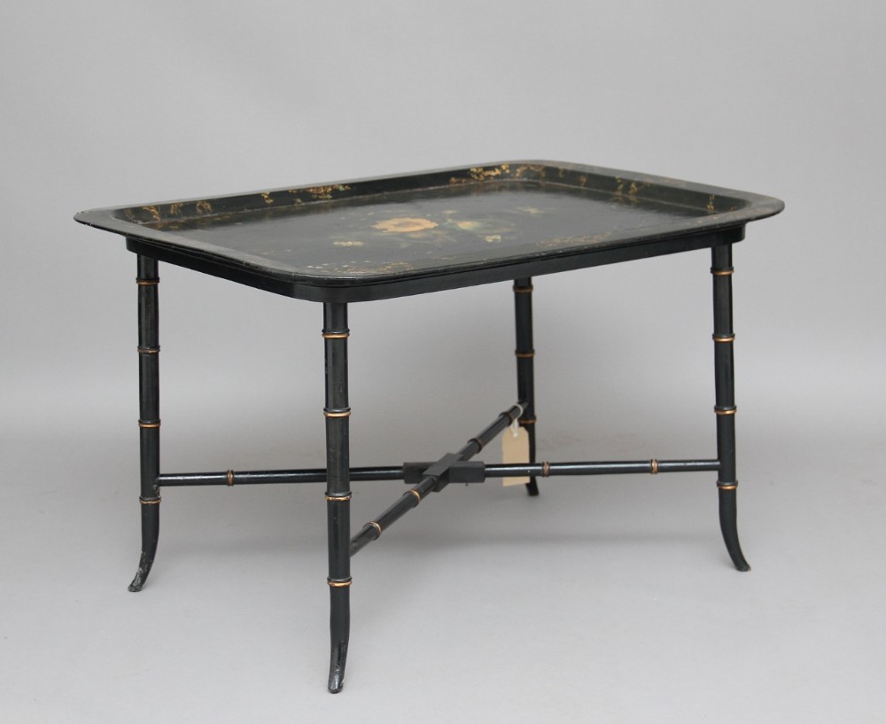 19th Century papier-mache tray on stand