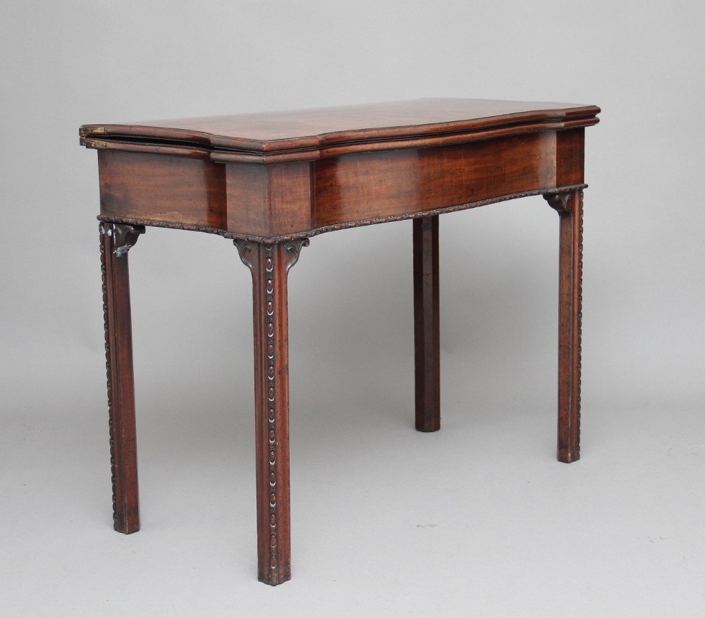 18th Century mahogany serpentine card table