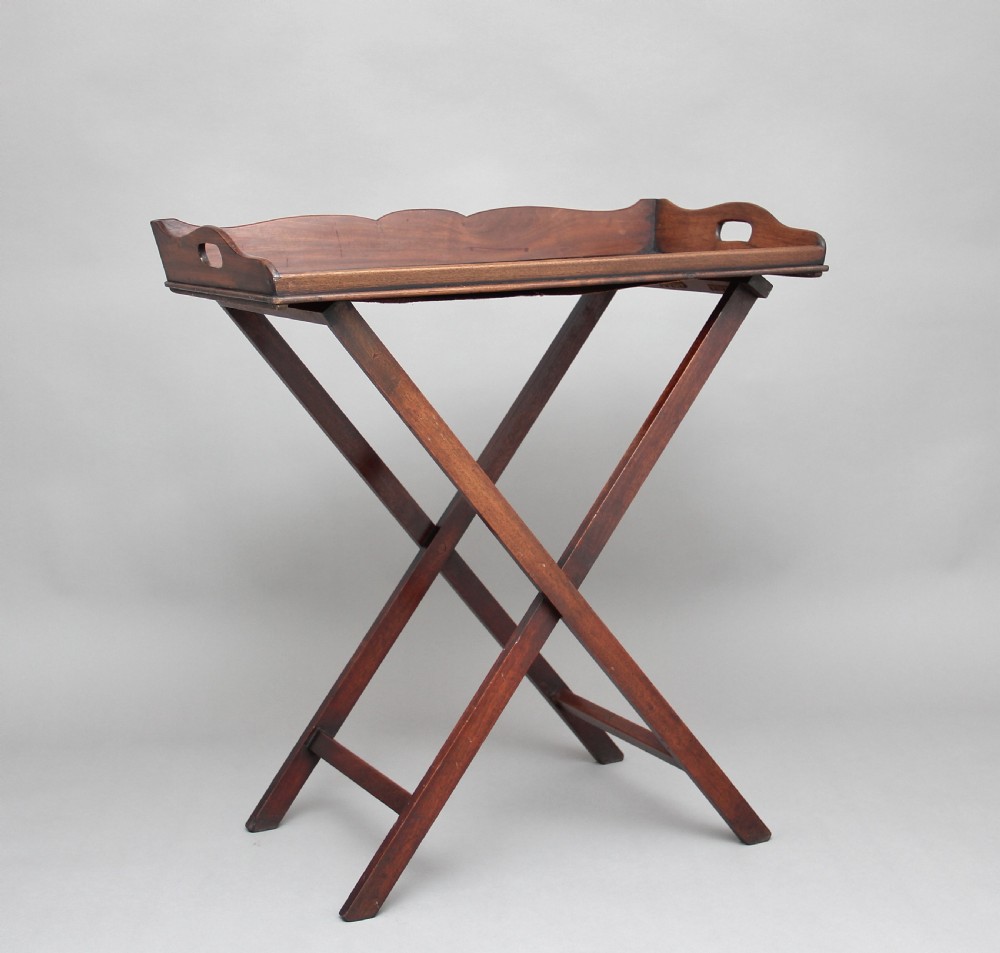 19th Century mahogany butlers tray on stand