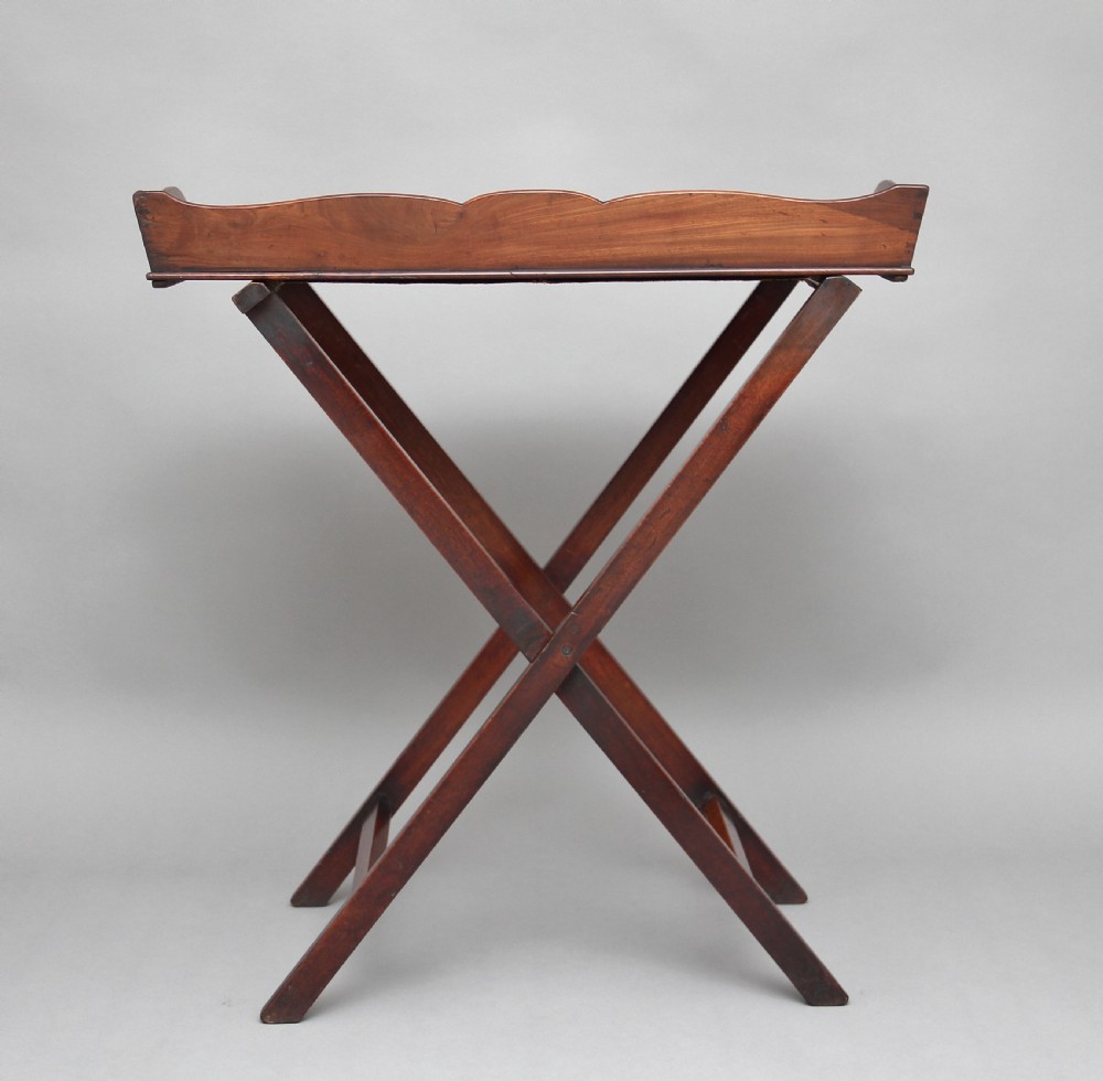 19th Century mahogany butlers tray on stand View V