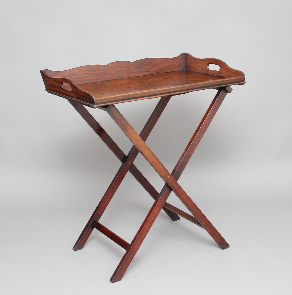 19th Century mahogany butlers tray on stand View VII