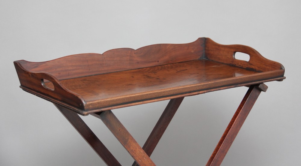 19th Century mahogany butlers tray on stand View VIII
